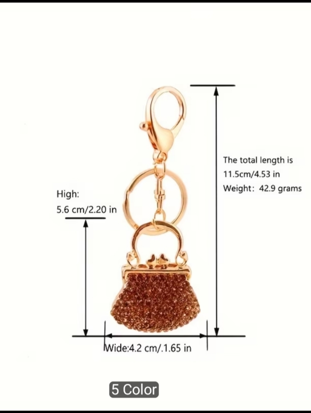 SOLD. Red Crystal Mini Purse Key & Card Holder Charm - Picture 4 of 8